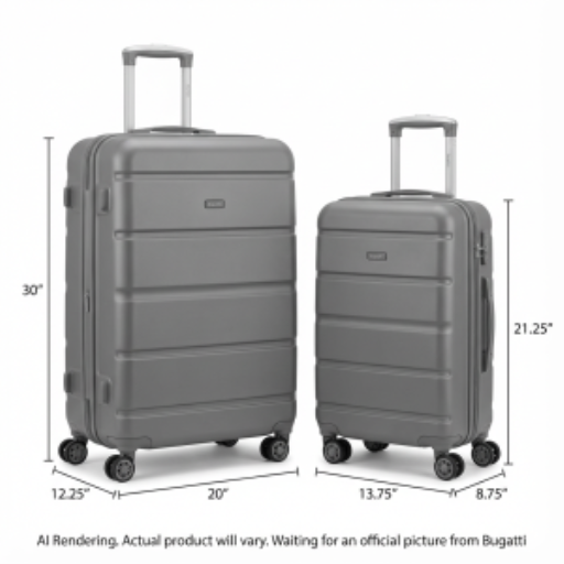 Bugatti Osaka Hardside 2-Piece Luggage Set ? Grey Expandable Suitcases with Spinner Wheels (HLG6102BU)
