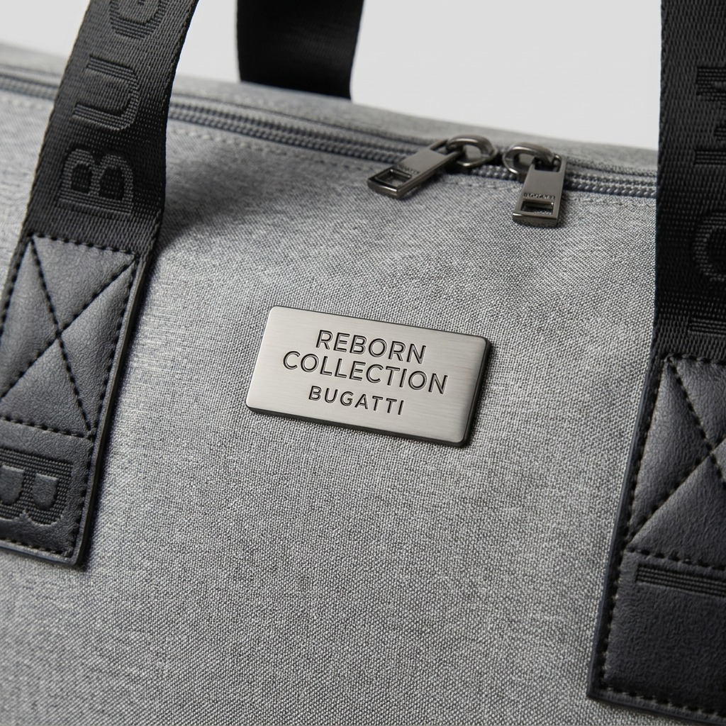 Macro detail of the Bugatti Reborn duffle bag&