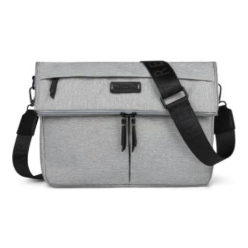 Bugatti Reborn Collection Convertible Crossbody Bag in Grey RPET Recycled Polyester ? Fits 14" Laptops with RFID Protection
