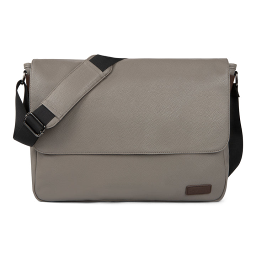 Bugatti Contrast Series Executive Messenger Bag ? Grey Pebble Grain Vegan Leather ? Fits 15.6" Laptops (MSG2505BU)
