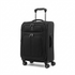 Black Travelpro Maxlite 5 International Carry-On spinner luggage with four wheels on white.