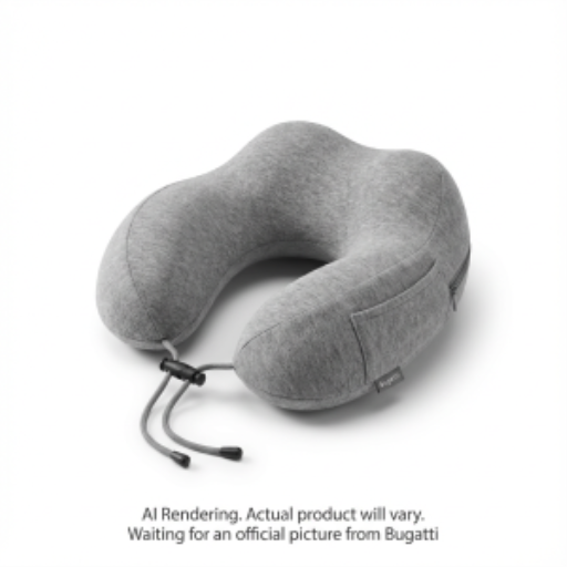 Bugatti TAC2630BU-GREY Ergonomic Memory Foam Neck Pillow ? Firm Travel Support with Washable Soft Cover