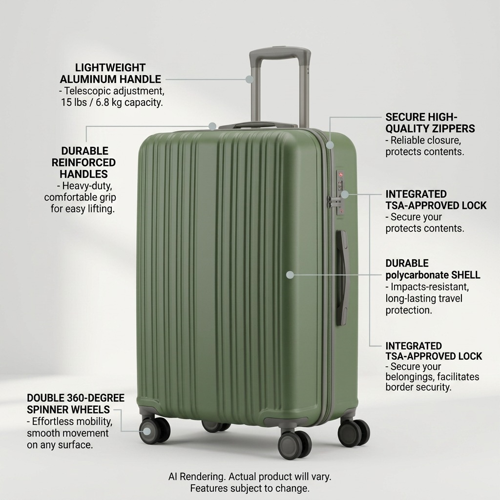 Dark green Bugatti Birmingham 28-inch hardside luggage features with TSA lock and spinner wheels.