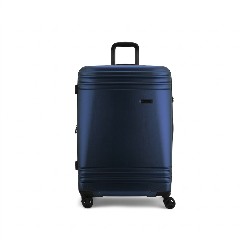 Bugatti Nashville 28-inch Navy Hardside Spinner Luggage with telescopic handle and 360-degree wheels.