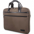 Khaki Bugatti Moretti 15.6 inch laptop briefcase with black trim, dual handles, and front zip pocket.