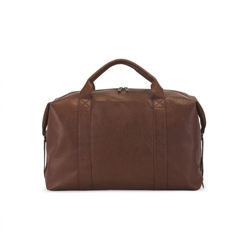 Bugatti Palermo Cognac vegan leather duffle bag featuring dual top handles and a secure top zipper.