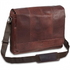 Brown Mancini Buffalo Collection leather messenger bag with adjustable shoulder strap and logo.