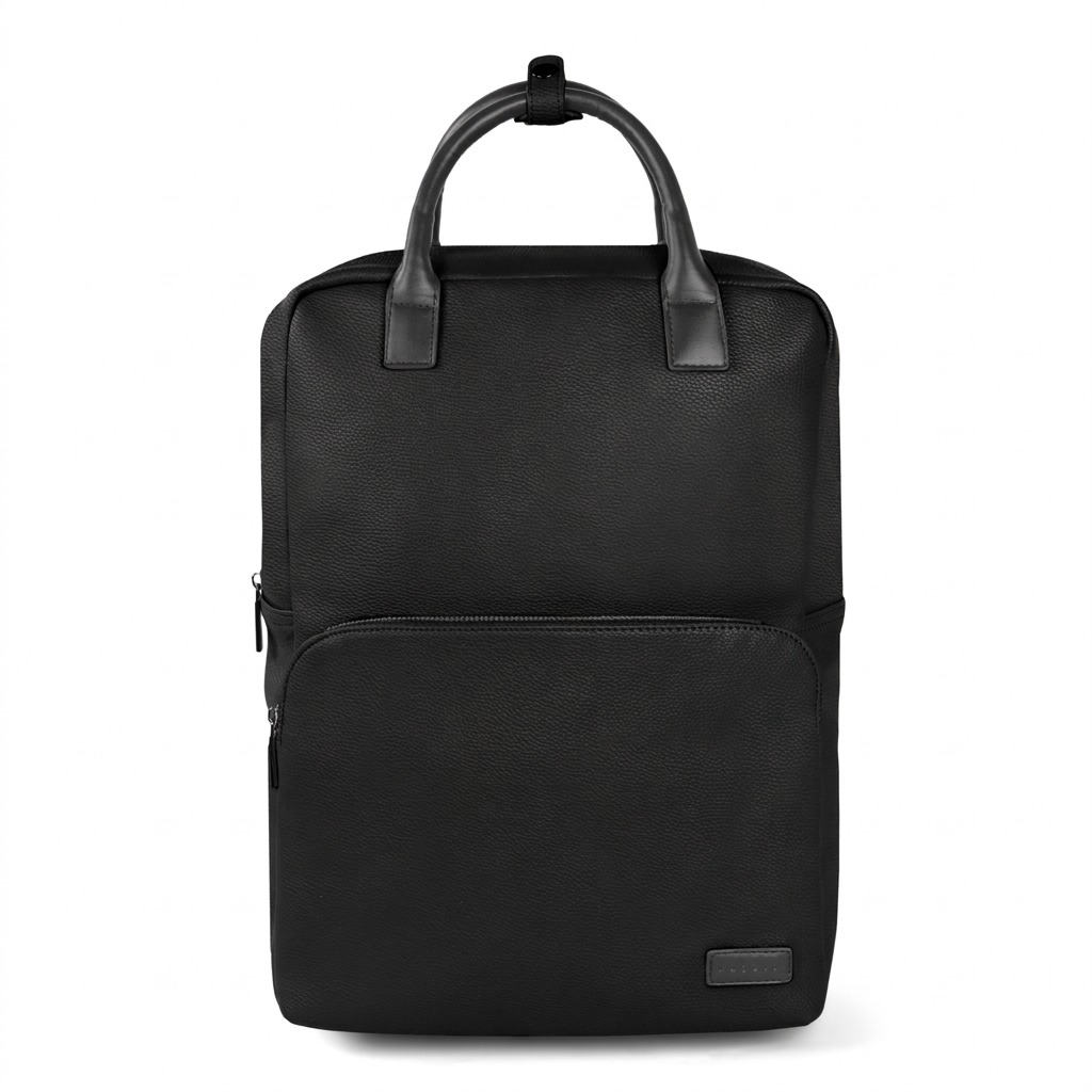 Bugatti Contrast black pebble grain vegan leather backpack for 15.6 inch laptops.