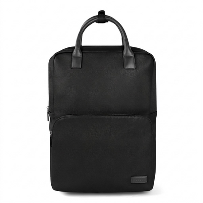 Bugatti Contrast black pebble grain vegan leather backpack for 15.6 inch laptops.